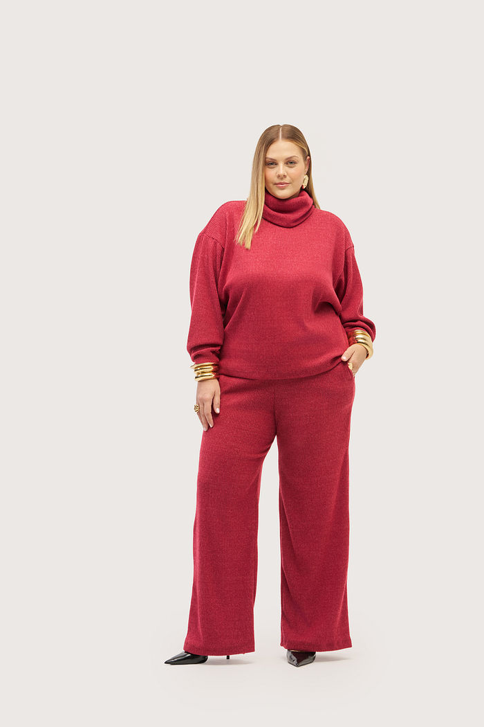 CALÇA PLUS SIZE WIDE LEG CONFORT MELANGE