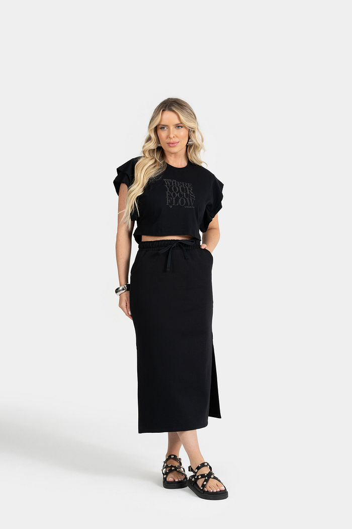 CROPPED MEIA MALHA C/ DETALHE MANGA