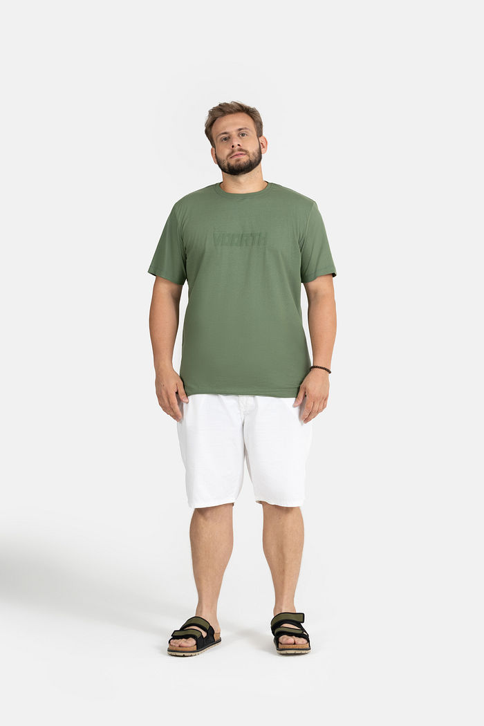 T-SHIRT PLUS SIZE MEIA MALHA C/ REF. E ETIQ. CLIPS