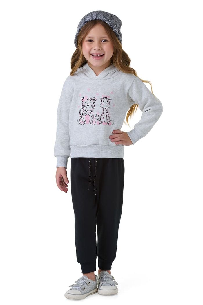 CJ.PP MOL C/ BLUSÃO DE CAPUZ  E CALÇA C/ PUNHO E CORDÃO