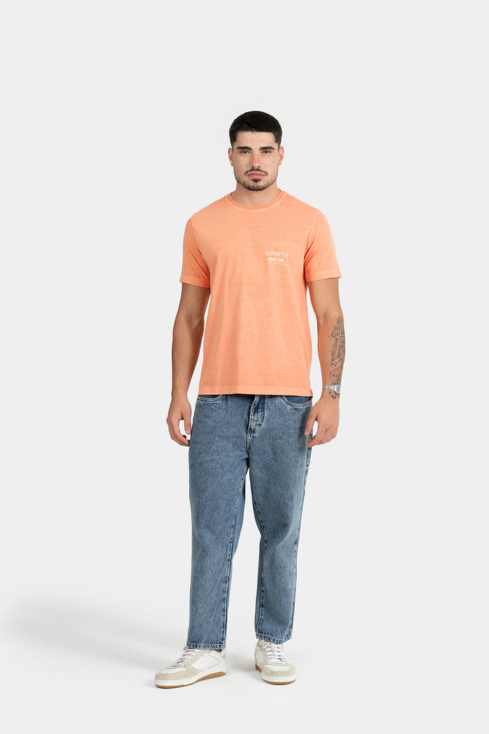 T-SHIRT MEIA MALHA COM LAVANDERIA