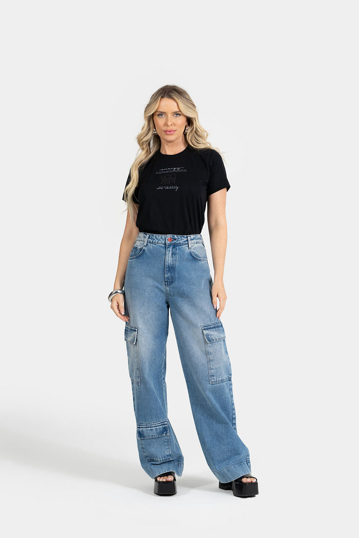 T-SHIRT MEIA MALHA C/ REF., TERMO E ETIQ. CLIPS