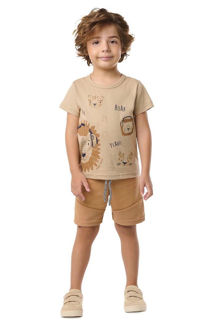 CONJUNTO CAMISETA E BERMUDA COM RECORTES