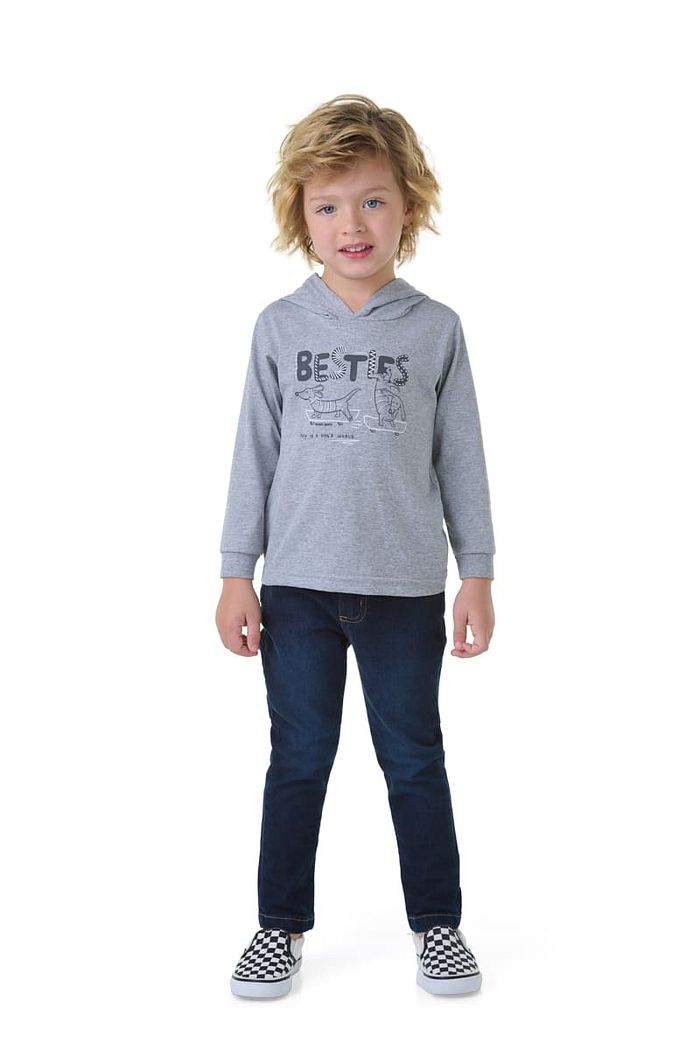 CAMISETA PP M/M COM PUNHO E CAPUZ