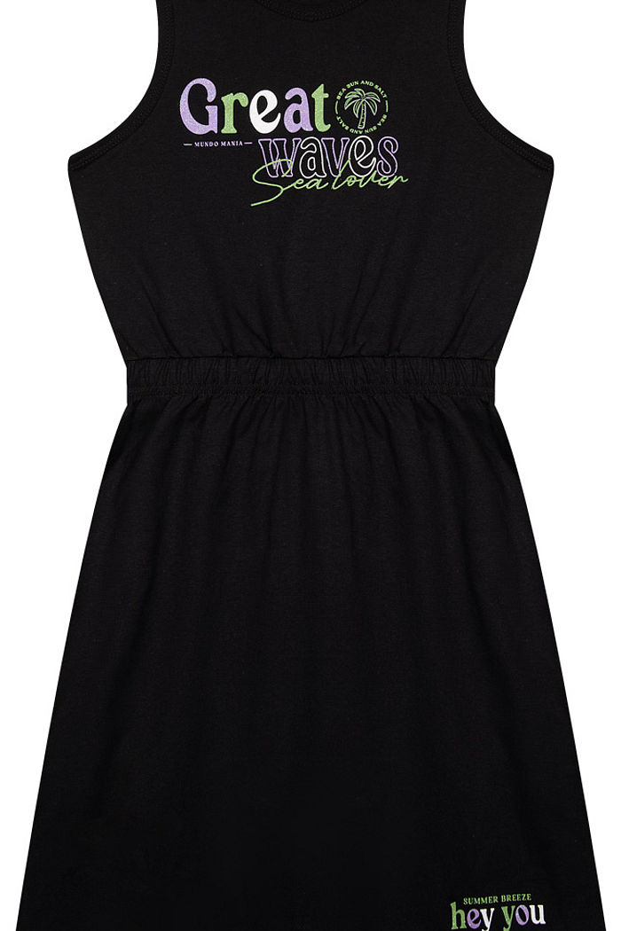 VESTIDO JUV M/M C/ REF. E ELÁSTICO CINTURA