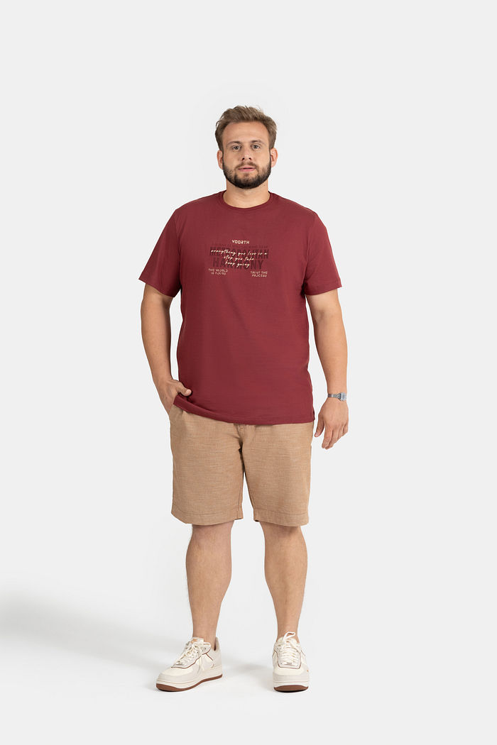 T-SHIRT PLUS SIZE MEIA MALHA C/ REF. E ETIQ. CLIPS