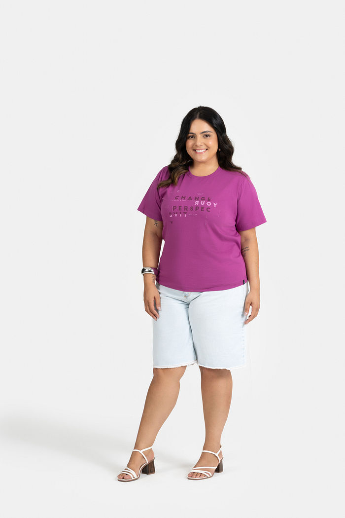 T-SHIRT PLUS SIZE MEIA MALHA C/ REF.E ETIQ. CLIPS