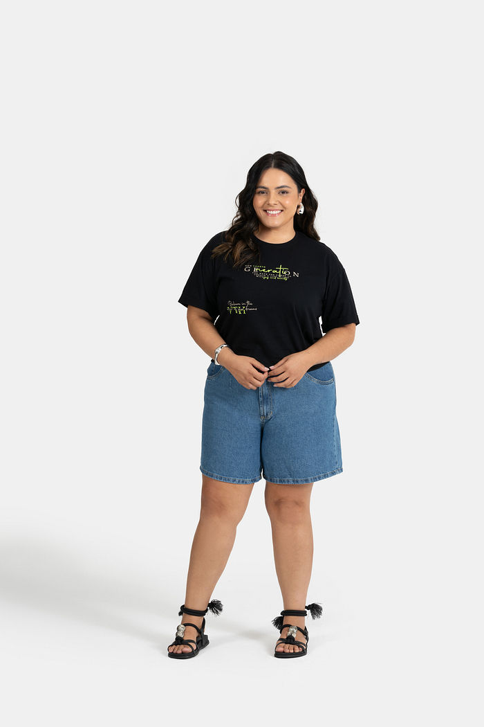 T-SHIRT MEIA MALHA C/ REF., MANGA DOBRA E ETIQ. CLIPS