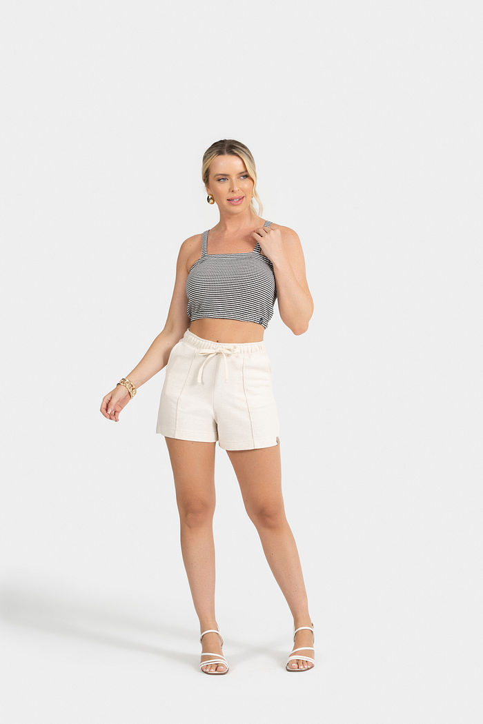 CROPPED DE ALÇA TRICOT COM ELÁSTICO
