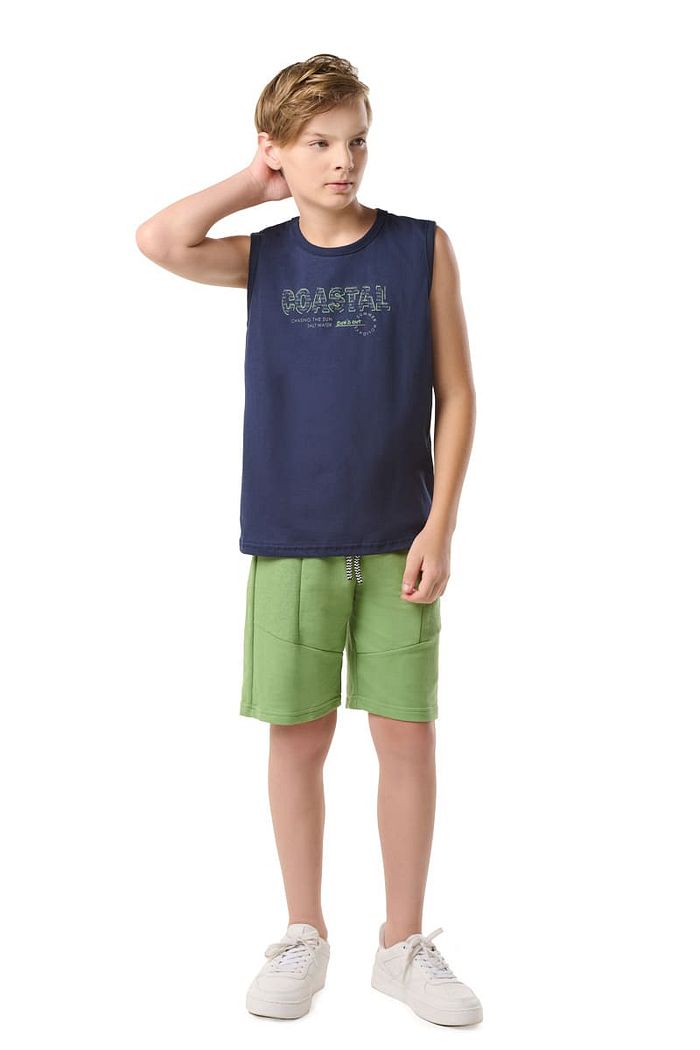 CONJUNTO REGATA E BERMUDA COM RECORTE