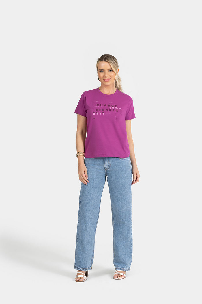 T-SHIRT MEIA MALHA C/ REF., E ETIQ. CLIPS