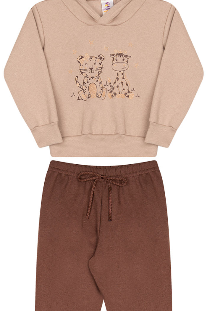 CJ.PP MOL C/ BLUSÃO DE CAPUZ  E CALÇA C/ PUNHO E CORDÃO