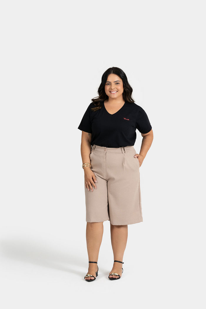 T-SHIRT MEIA MALHA DECOTE V