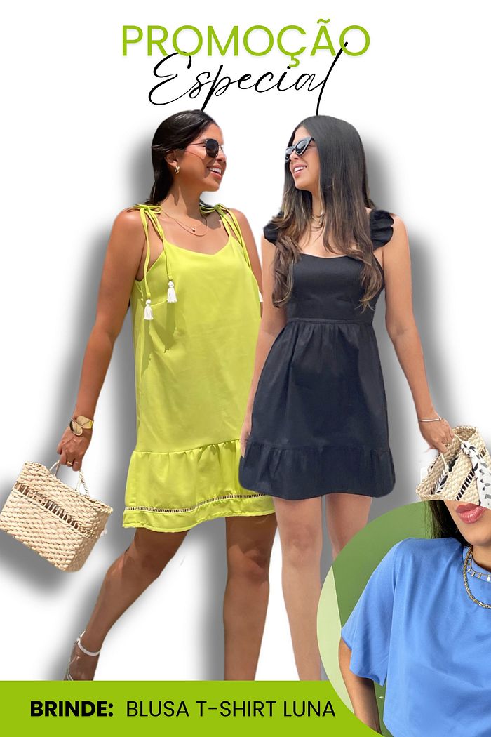 LEVE 2 VESTIDOS | 1 FIRENZE + 1 KATERINI | GANHE 1 T-SHIRT LUNA