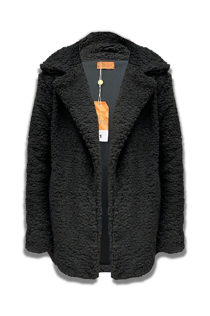 Casaco Feminino de Pelo Teddy Carneirinho Snow Preto