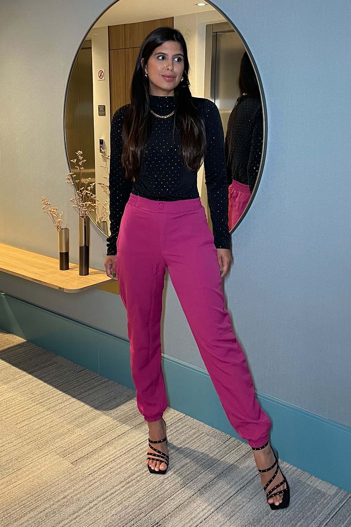 Calça Feminina Cintura Alta Alfaiataria Stela Pink