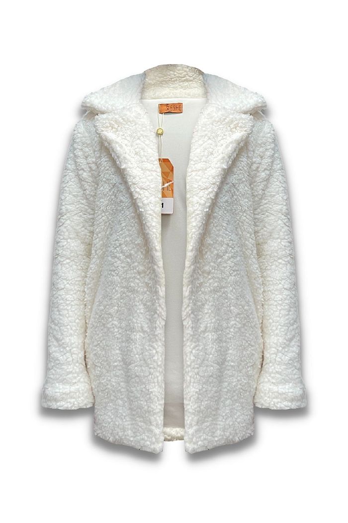 Casaco Feminino de Pelo Teddy Carneirinho Snow Branco