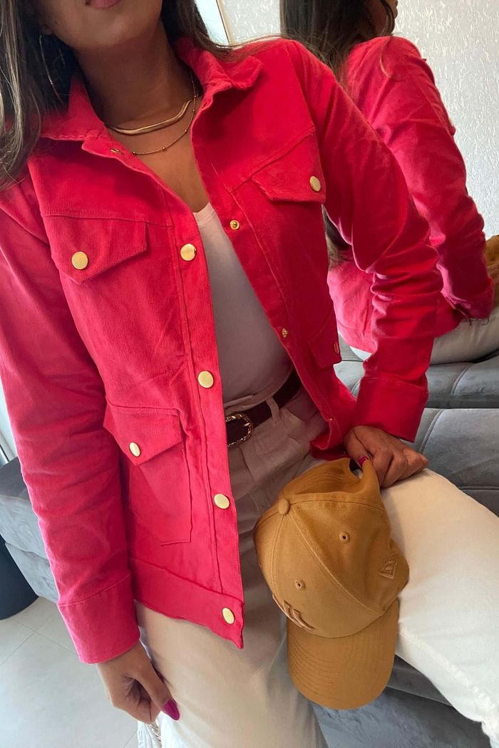 Jaqueta Feminina Manga Longa de Veludo Kiara Pink