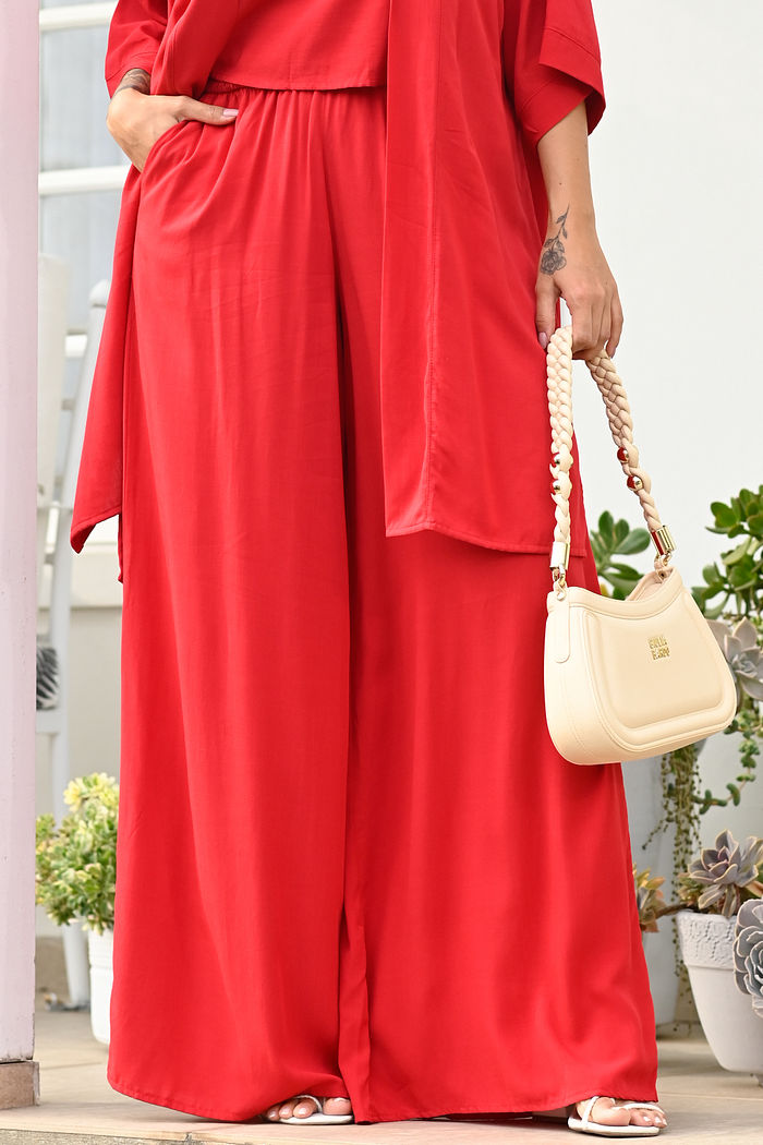 Calça de Tecido Plano - Giovana - Vermelho