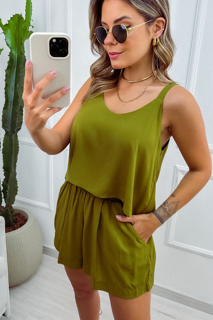 Blusa de Alça Aurora em Viscose - Verde Abacate