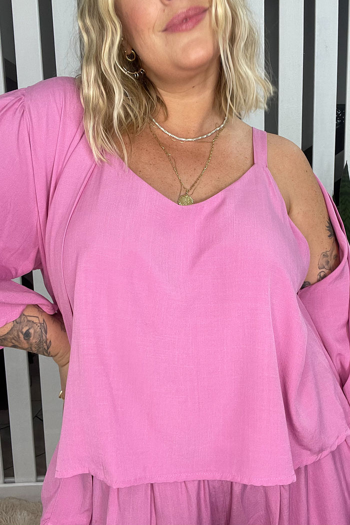 Blusa de Alça Aurora em Viscose - Rosa Bloom