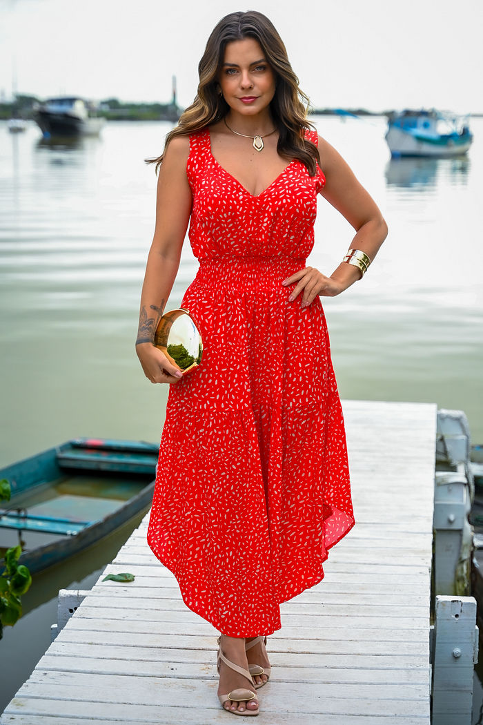 Vestido Amarilis em Tecido Plano de Viscose