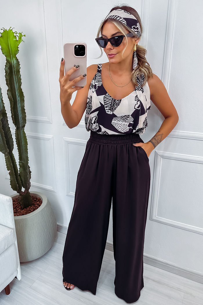 Calça Pantalona Tarcila - Preta