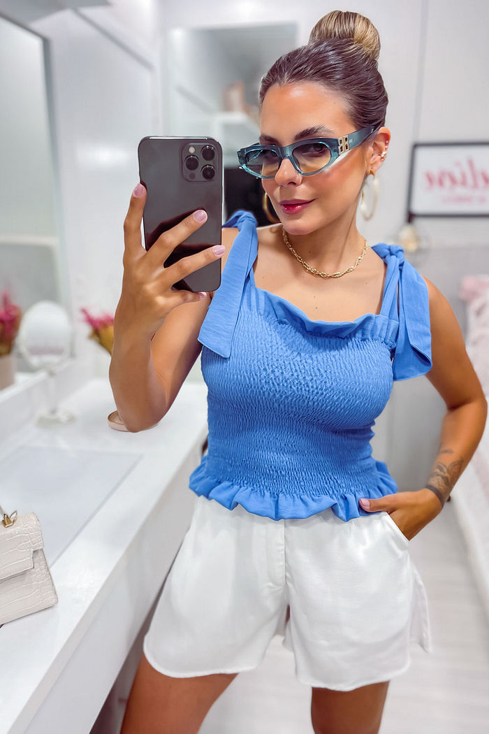 Top Rafaela em Lastex - Azul