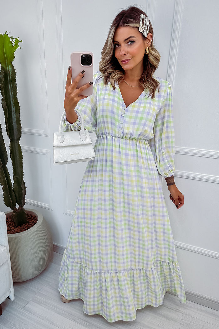 Vestido Boho - Xadrez Clarinho