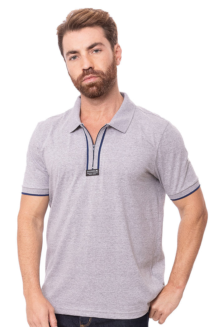 Polo Masculina Division Com Zíper