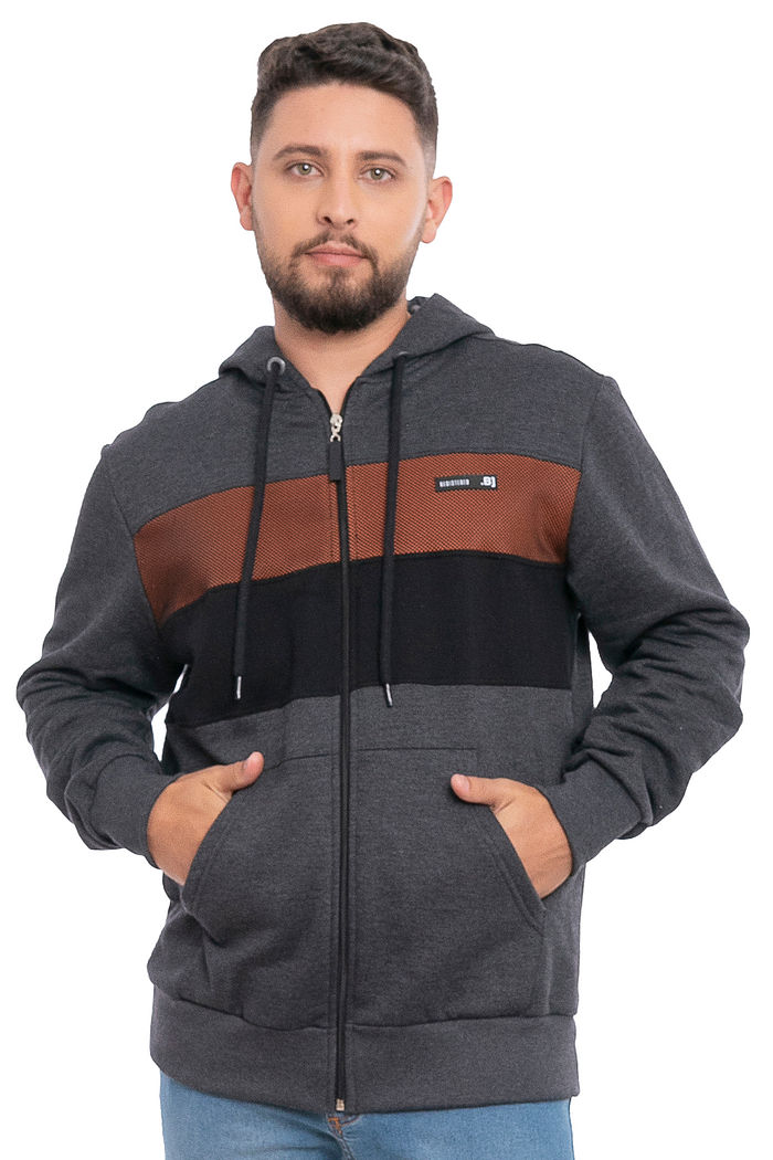 Jaqueta Masculina em Moletom com Recortes