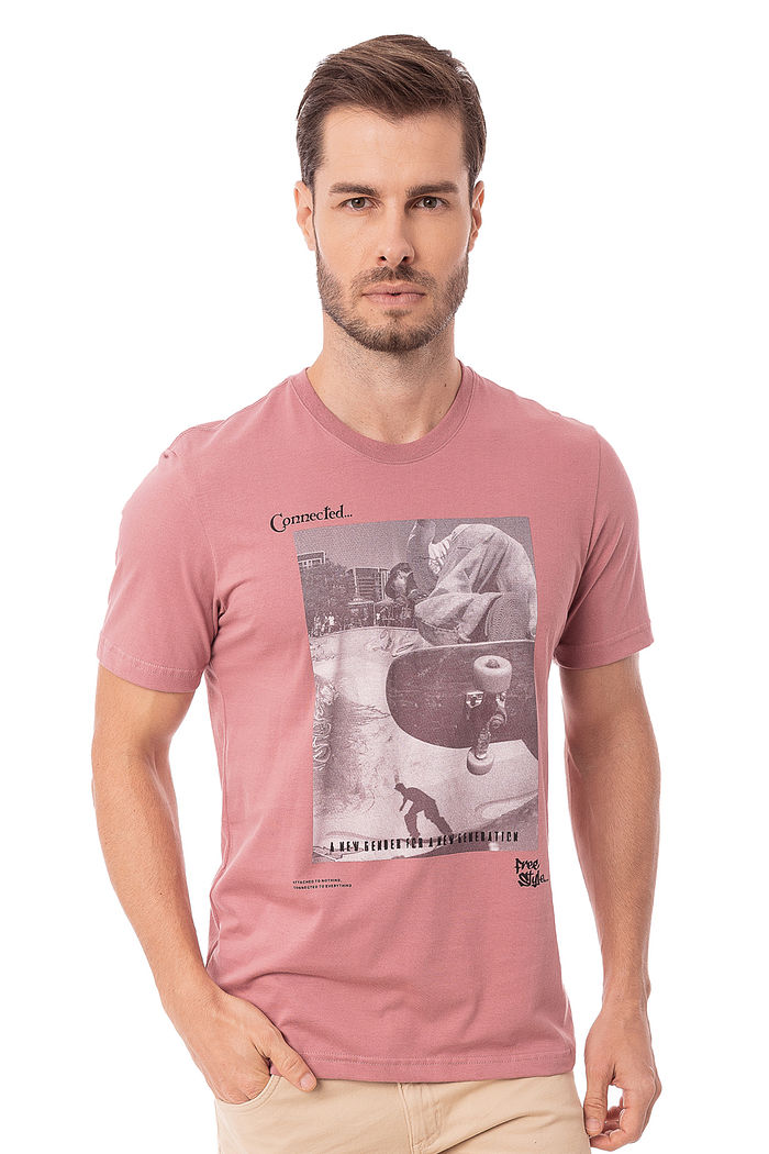 Camiseta Masculina Free Style Rosa