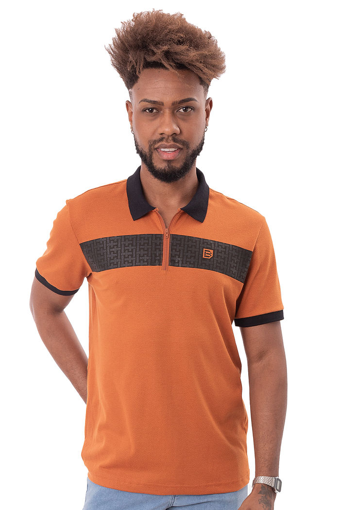 Polo Masculina Com Zíper