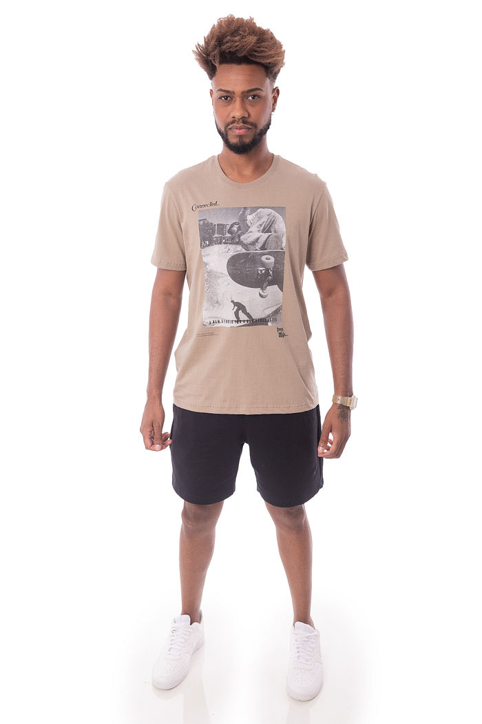 Camiseta Masculina Free Style Caqui