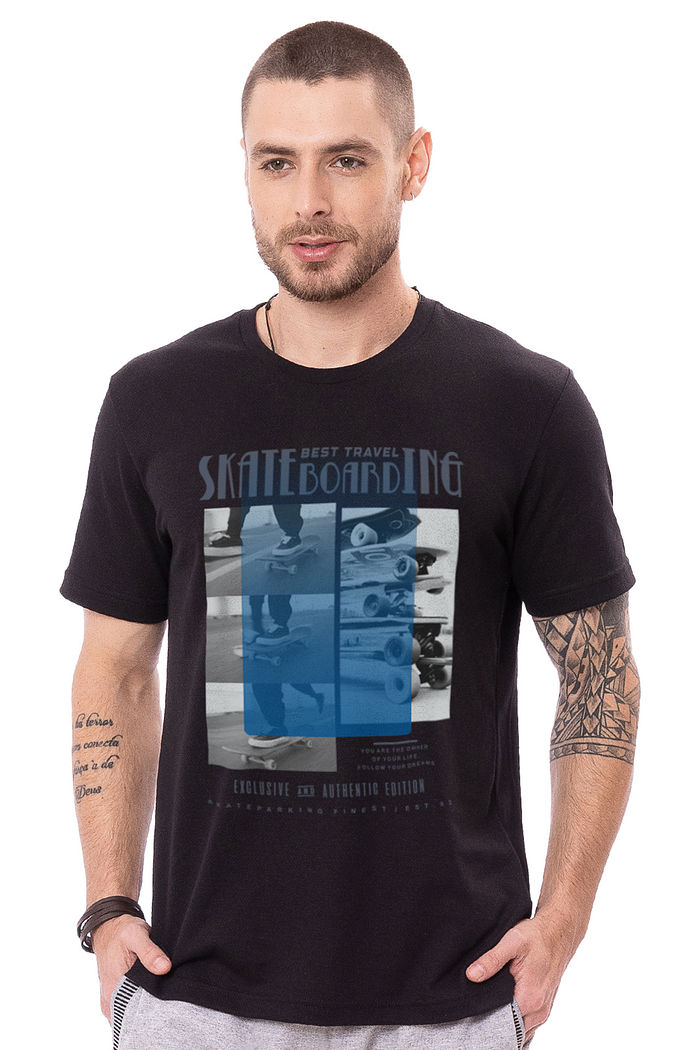 Camiseta Masculina Skate Boarding Preta