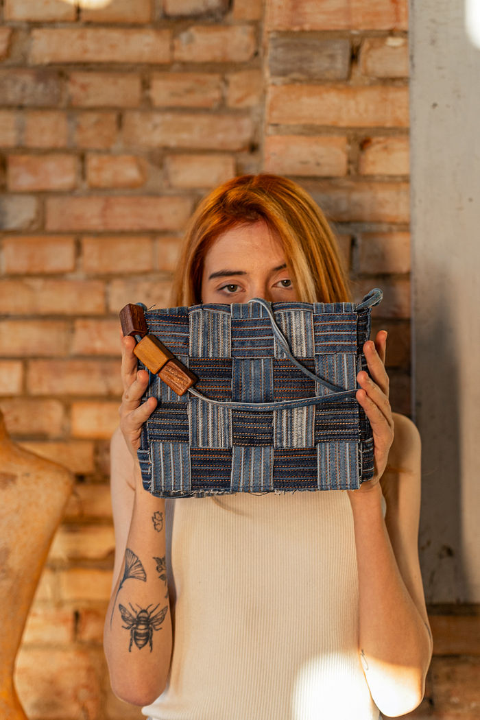 Bolsa jeans Delicadeza - quadrada