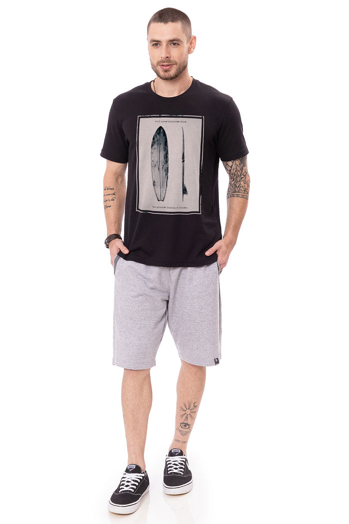 Camiseta Masculina Pranchas Preta