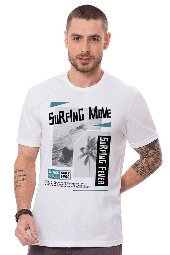 Camiseta Masculina Surfing Move Branca