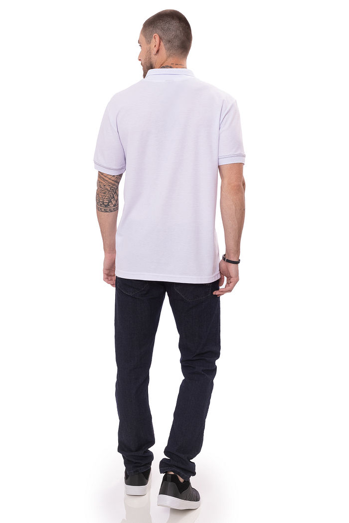 Polo Masculina Com Costura Contrastante