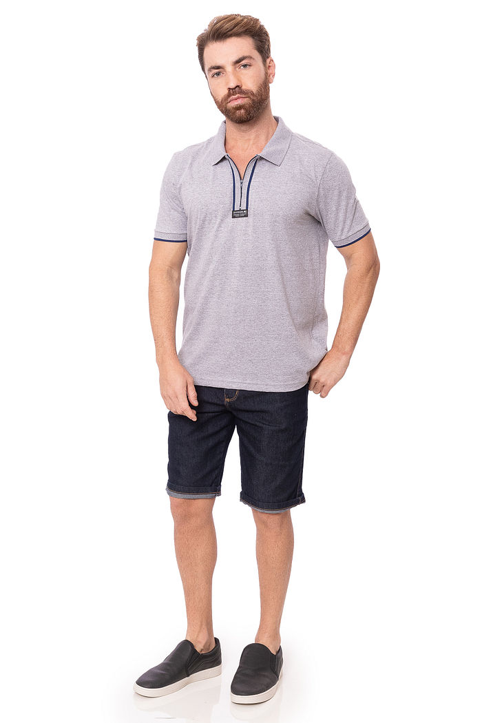 Polo Masculina Division Com Zíper