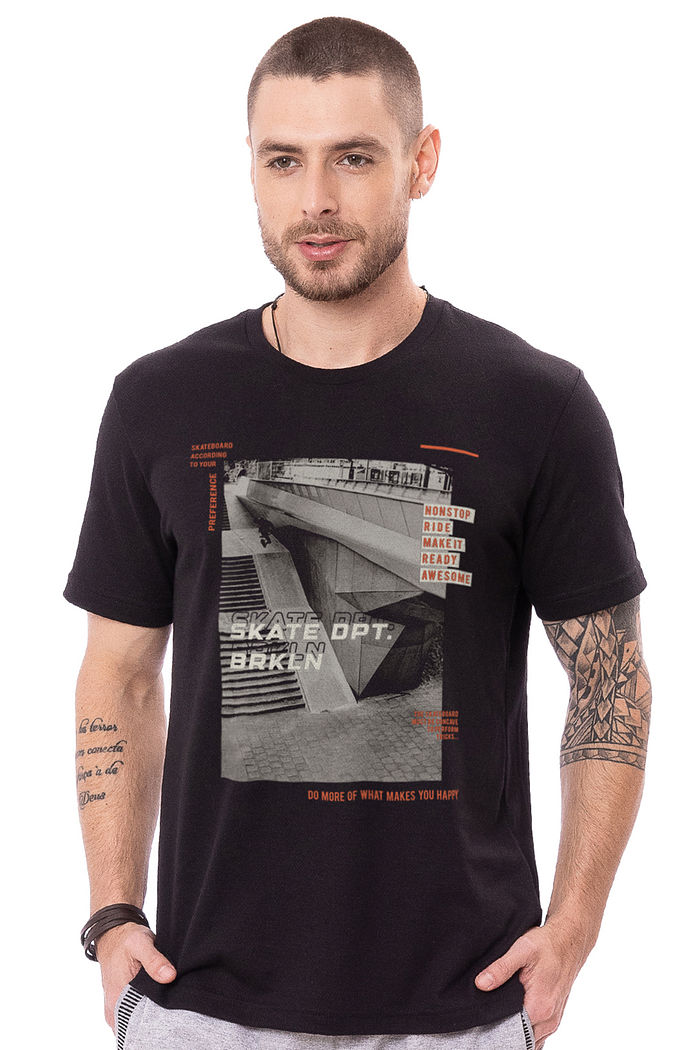 Camiseta Masculina Skate Brooklin Preta