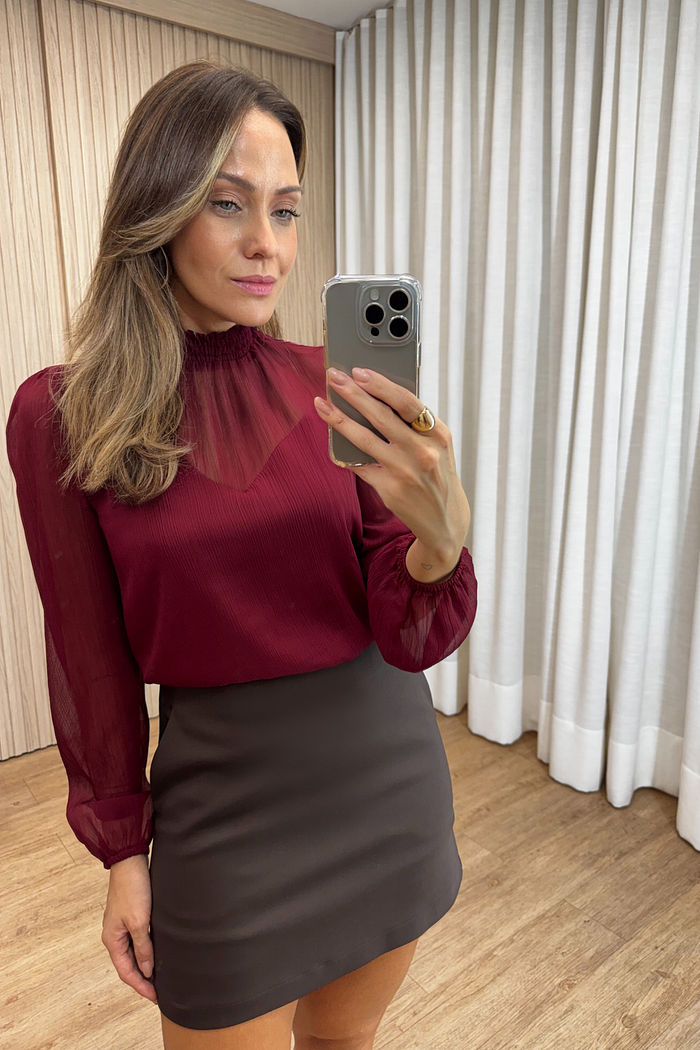 Blusa Yoryu Gola Lastex Manga Longa - Donna Ritz