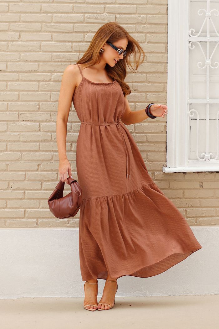 Vestido Longo Viscose Alças Finas - Doce Flor