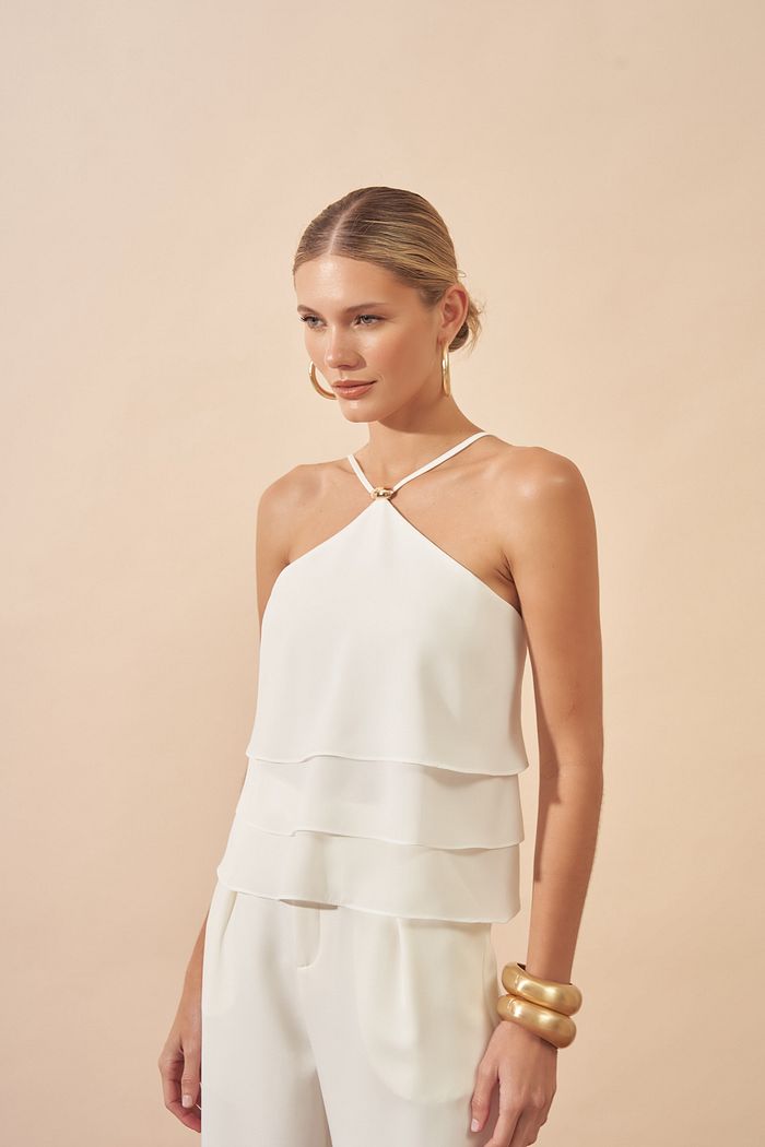 Regata Crepe Camadas Fívela - Milalai