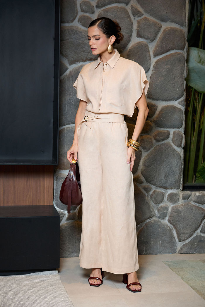 Calça Reta 100% Linho - Unique Chic