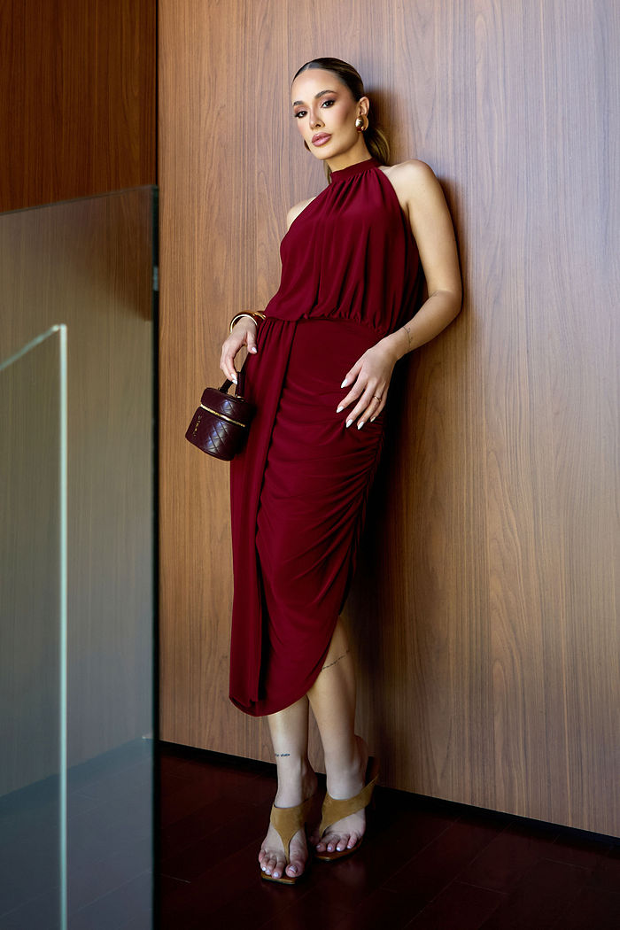 Vestido Drapeado Malha Jersey - Unique Chic