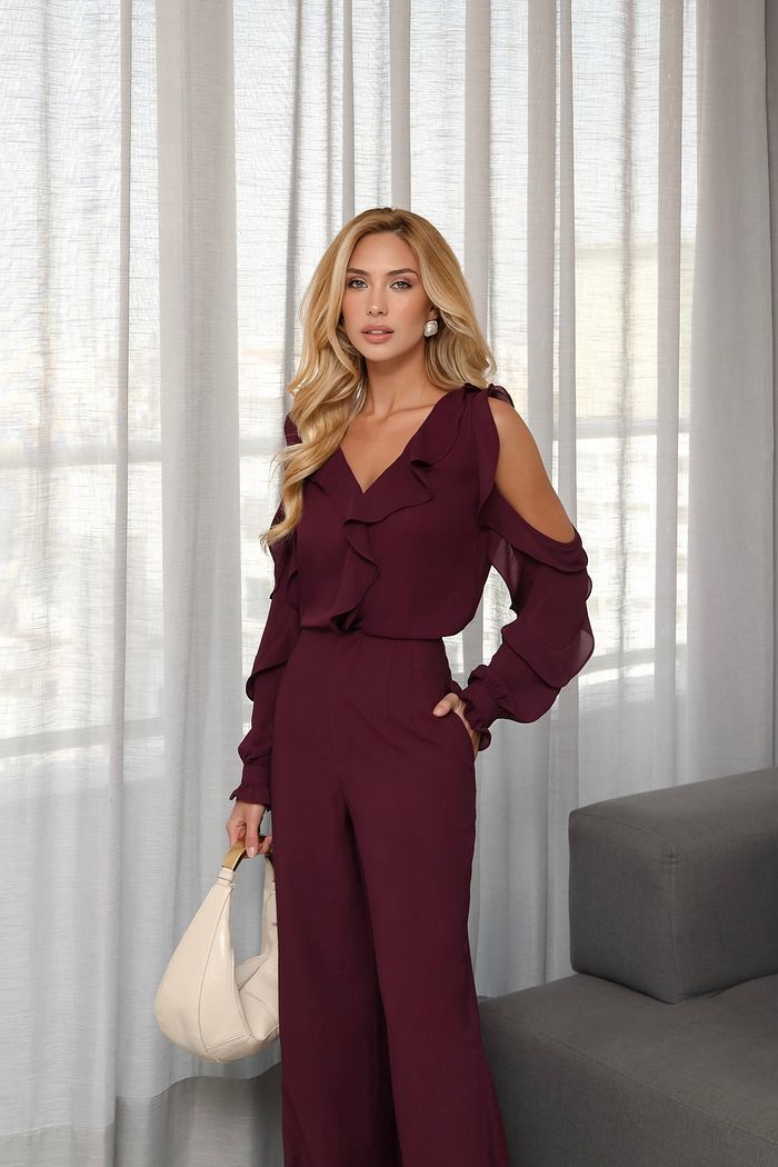 Blusa Crepe Ombro Vazado Babados Fluidos - Milalai