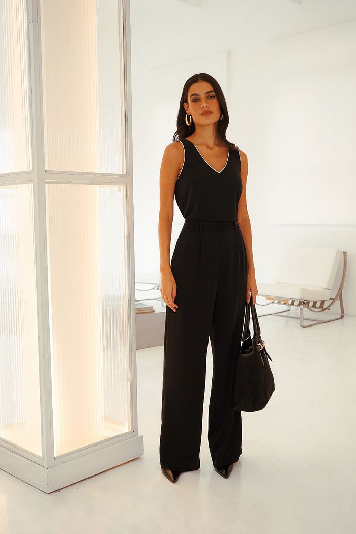 Calça Wide Prega Dupla - Donna Ritz