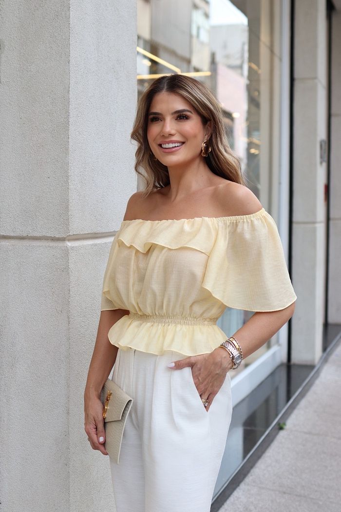 Blusa Ombro a Ombro Babados - Doce Flor