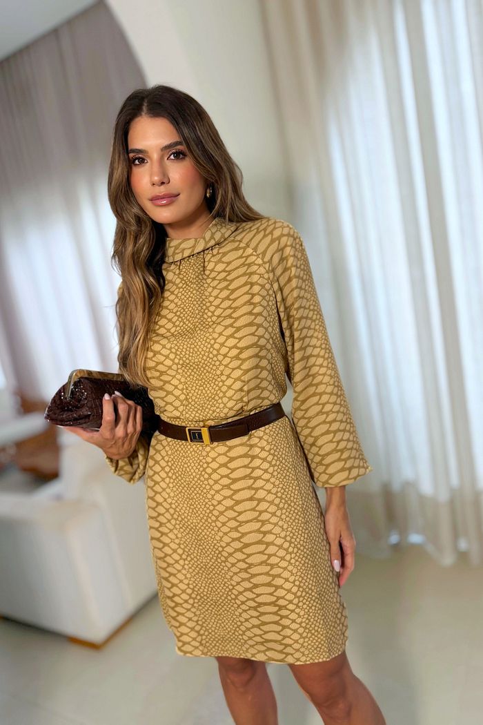 Vestido Curto Estampa Cobra - Donna Ritz